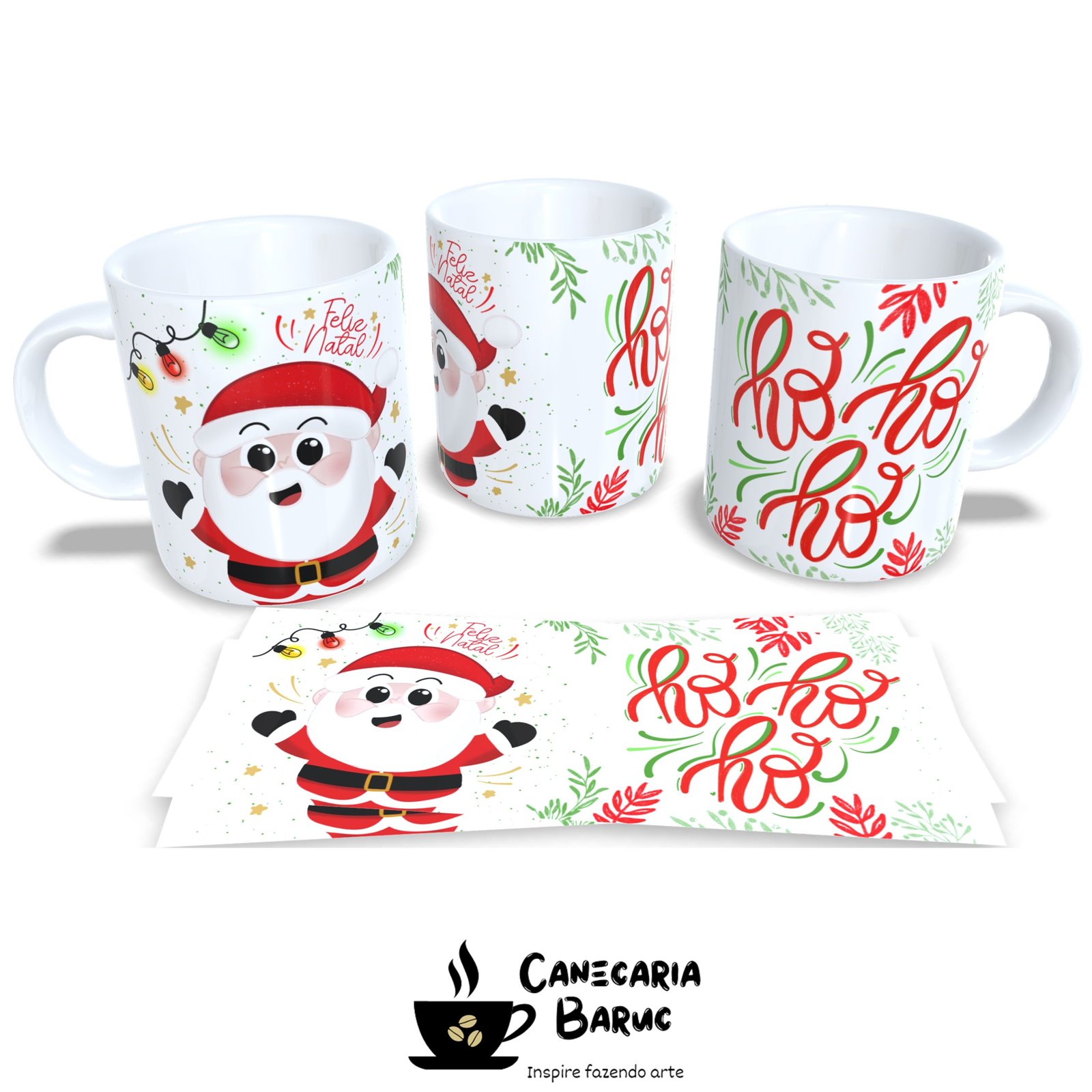 Caneca Ho Ho Ho Feliz Natal - Mai Personalizados